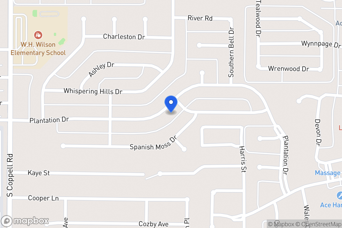 Map of 305 Plantation Dr, Coppell (Dallas Co)