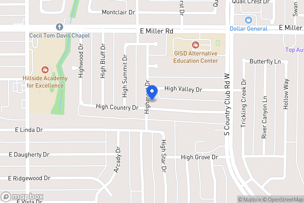 Map of 1101 High Country Dr