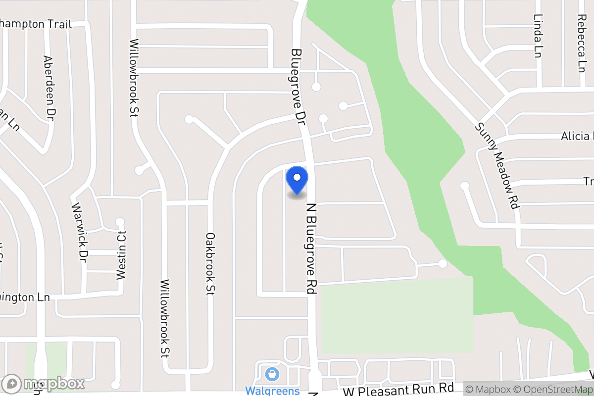 Map of 1461 N Bluegrove Rd