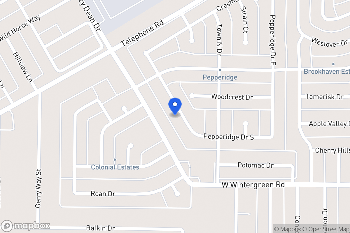 Map of 1040 S Pepperidge Dr