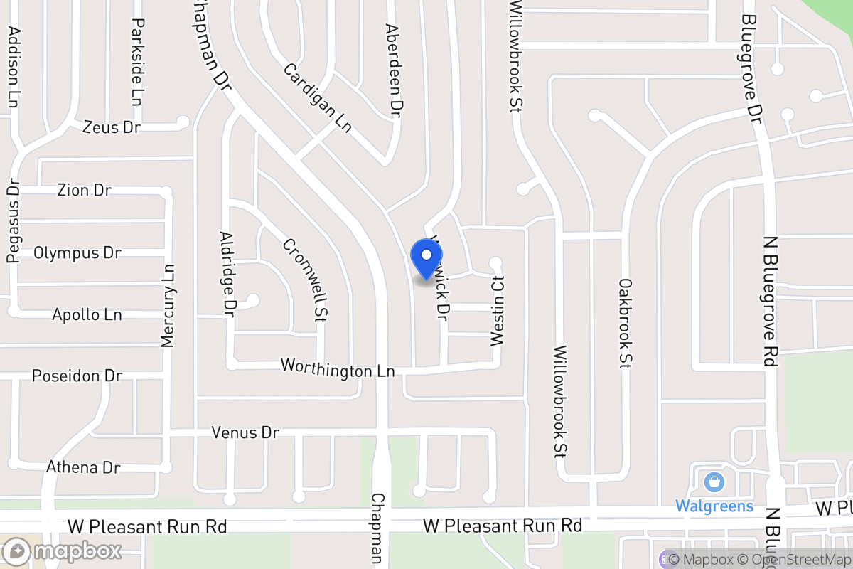 Map of 1421 Warwick Dr