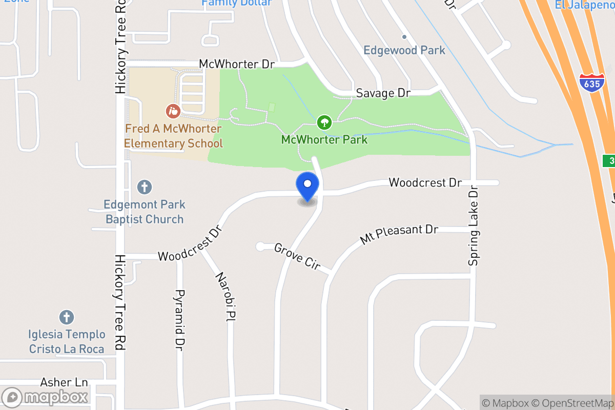 Map of 1400 Woodcrest Dr