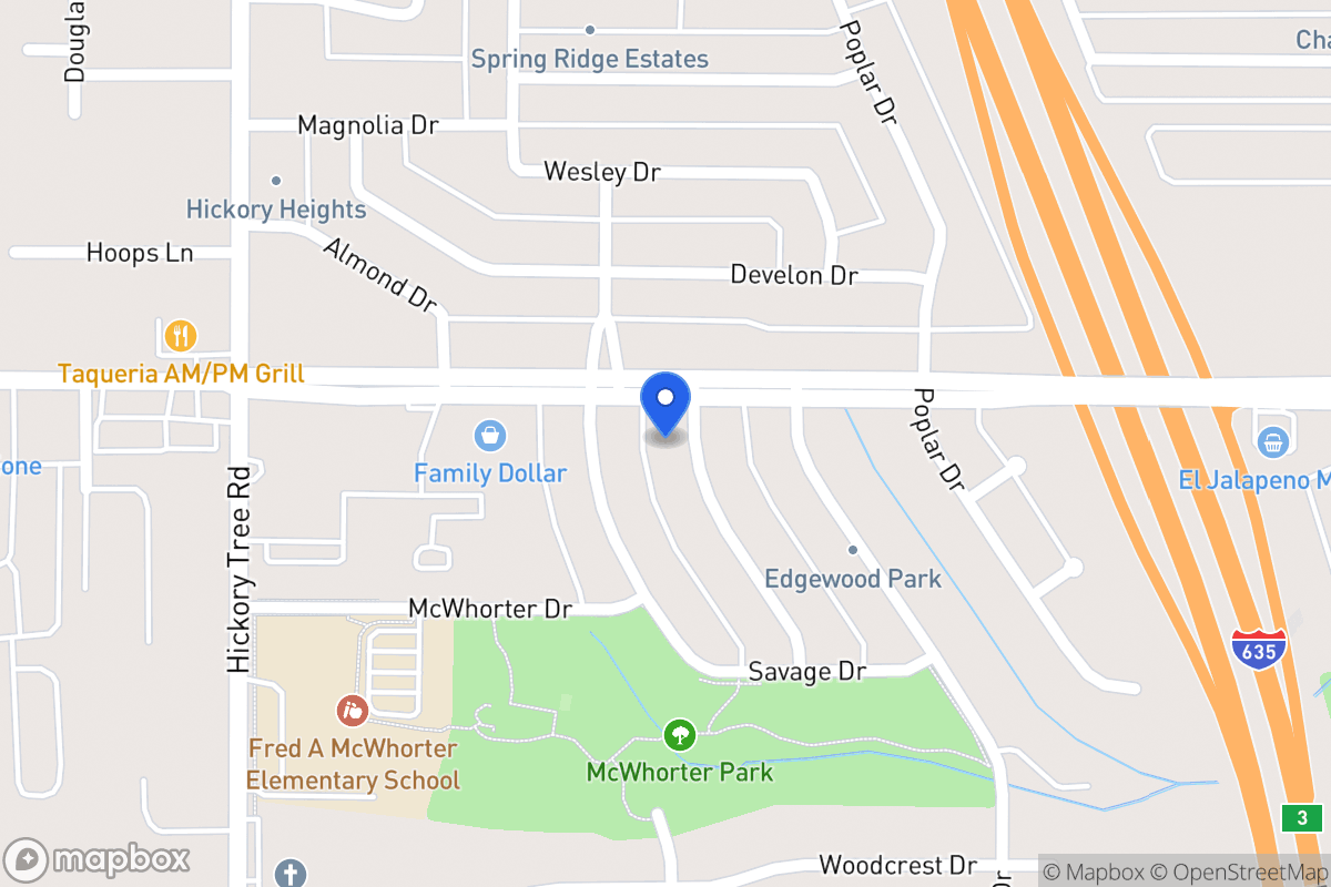 Map of 1607 Evergreen Dr