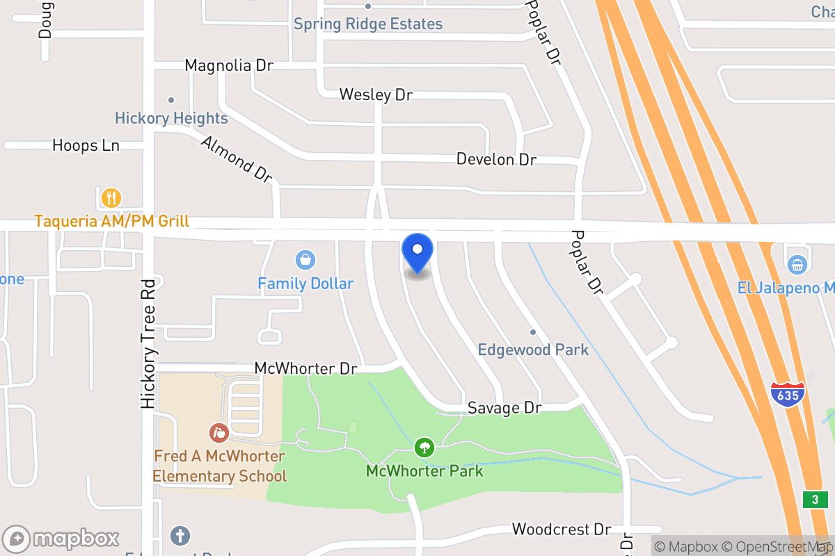 Map of 1611 Evergreen Dr