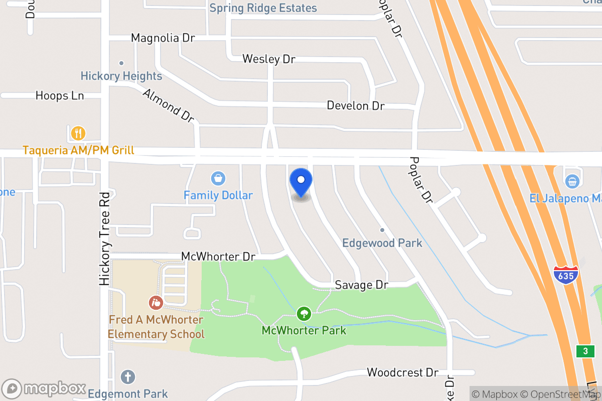 Map of 1615 Evergreen Dr