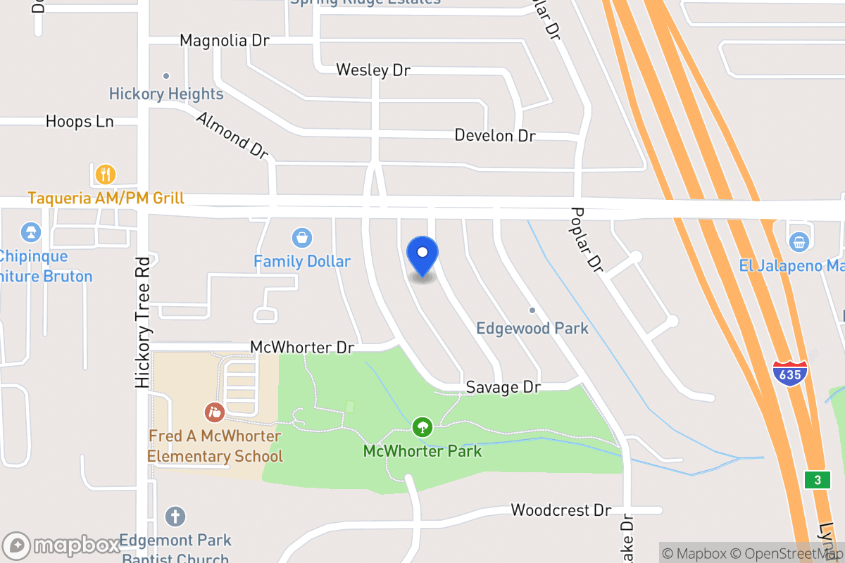 Map of 1619 Evergreen Dr