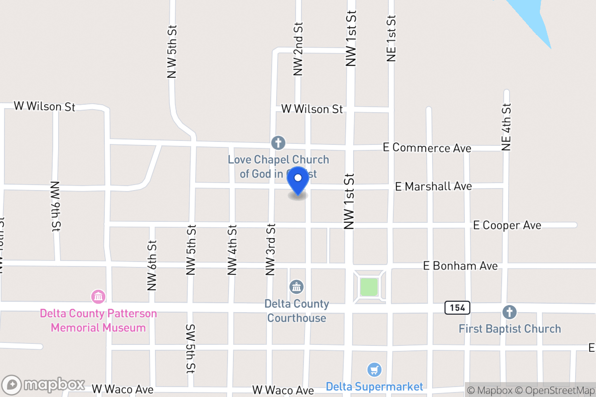 Map of 249 W Marshall , Cooper, Tx 75432, Cooper