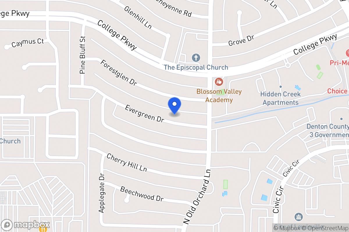 Map of 1341  Evergreen Dr, Lewisville, Tx 75067-3328, Lewisville