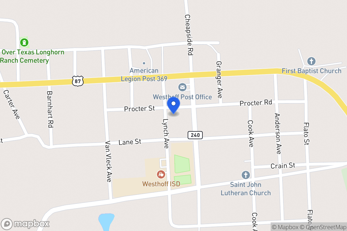 Map of 287 Proctor, Westhoff, Tx 77994, Westhoff