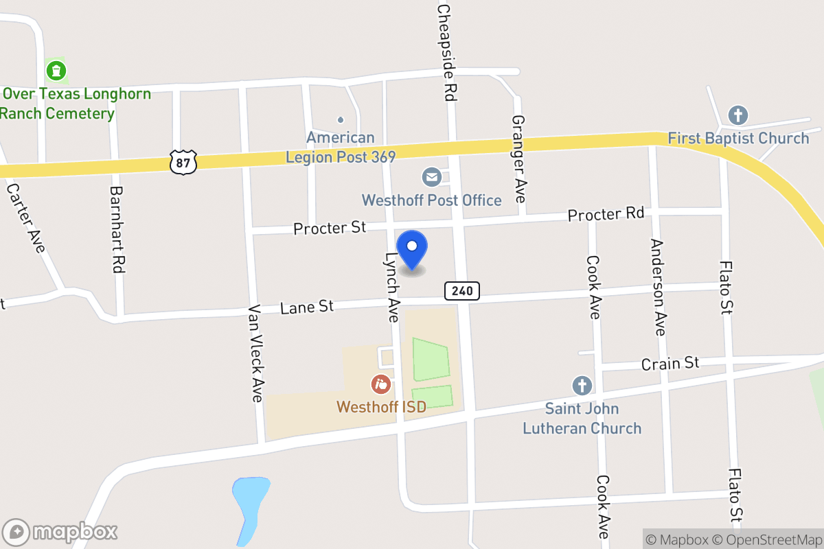 Map of 129 Lynch               , Westhoff, Tx 77994, Westhoff