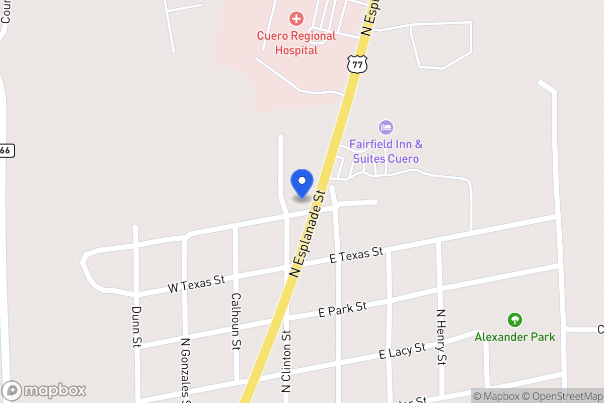Map of 100 North, Cuero, Tx 77954, Cuero