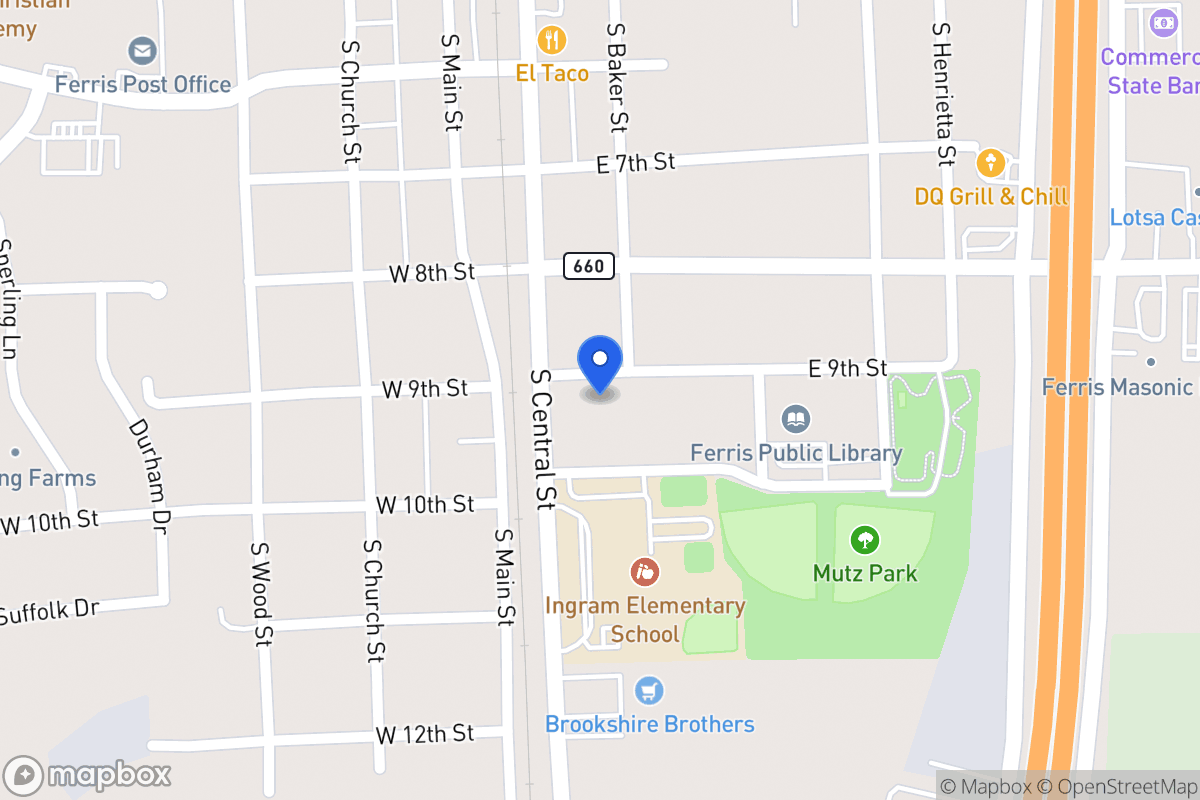 Map of 102 E 9th St, Ferris, Tx 75125, Ferris