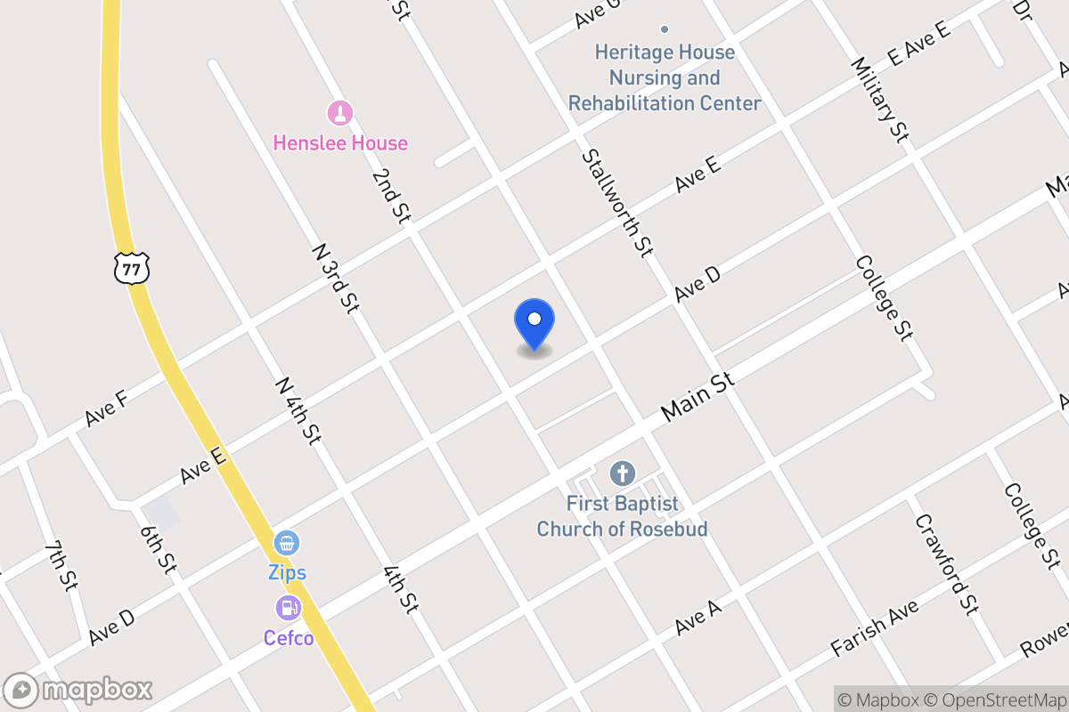 Map of 116 W Ave D , Rosebud, Tx 76570, Rosebud