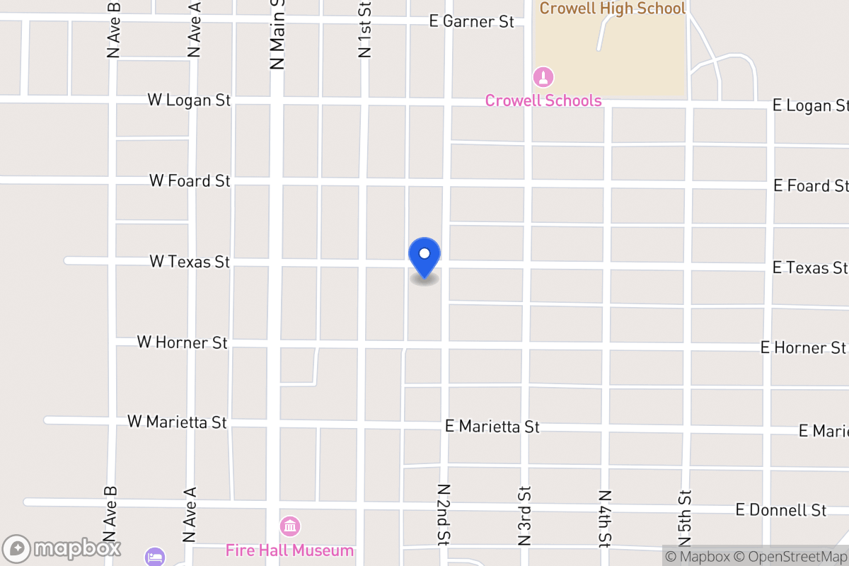 Map of 2nd, Crowell, Tx 79227, Crowell