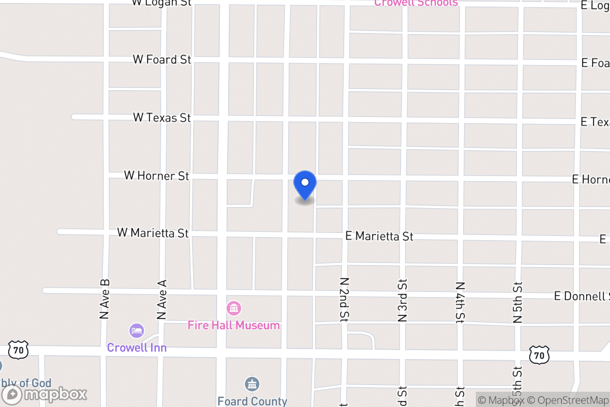 Map of 314 1st, Crowell, Tx 79227, Crowell