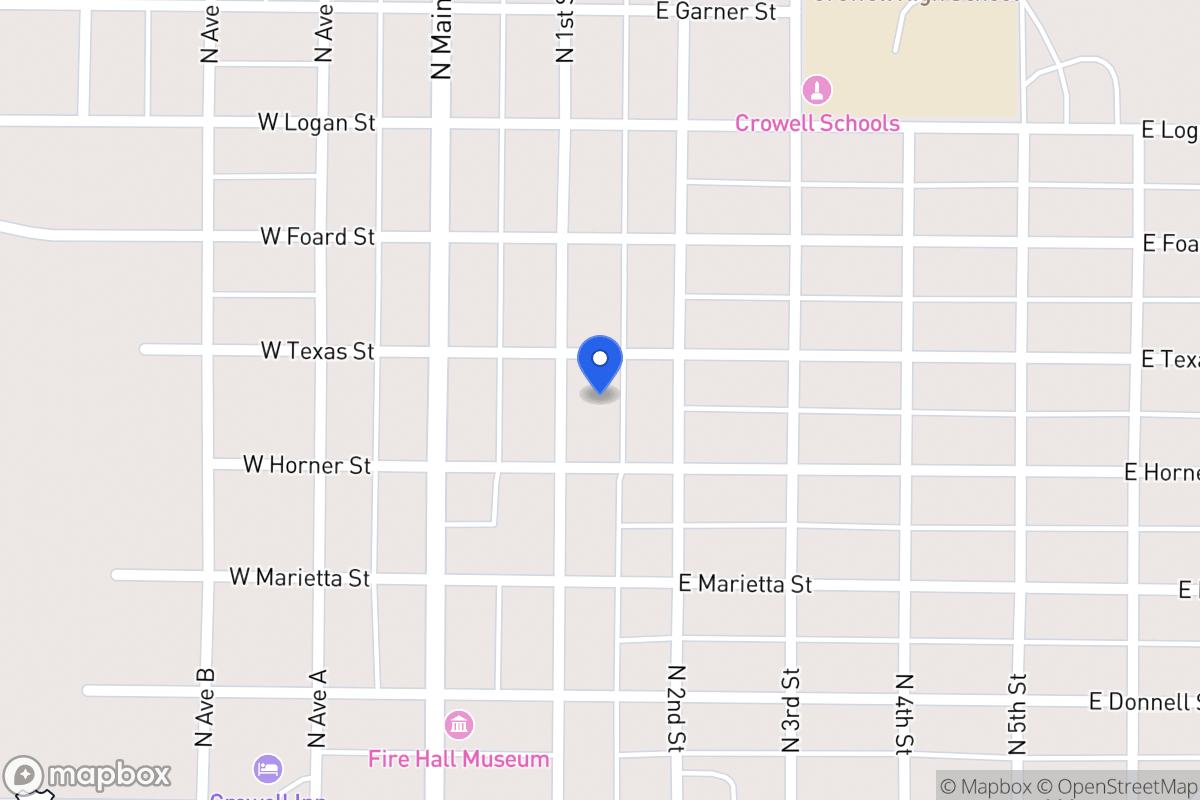 Map of 416 1st, Crowell, Tx 79227, Crowell