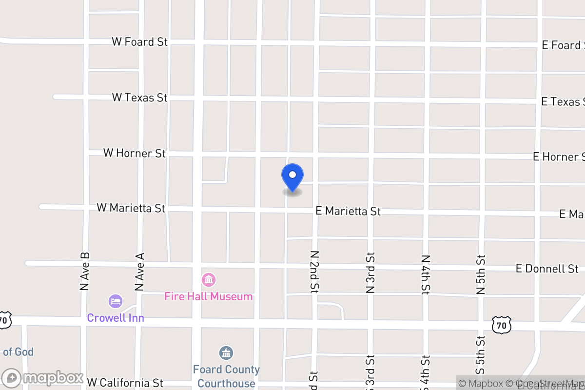 Map of 218 Marrietta, Crowell, Tx 79227, Crowell