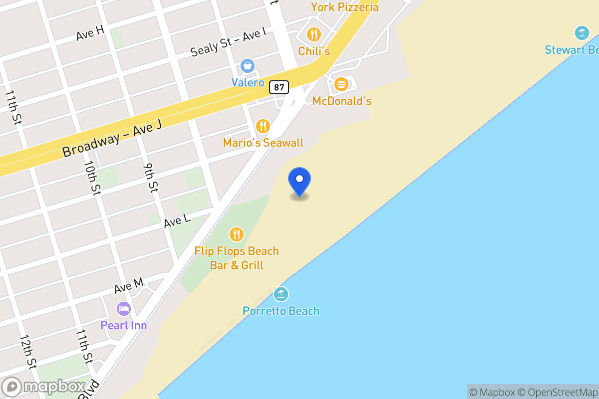 Map of 621 Seawall Blvd Galveston, Tx 77550