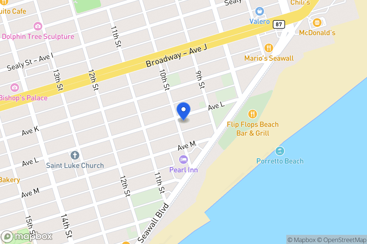 Map of 927 Ave L Galveston, Tx 77550