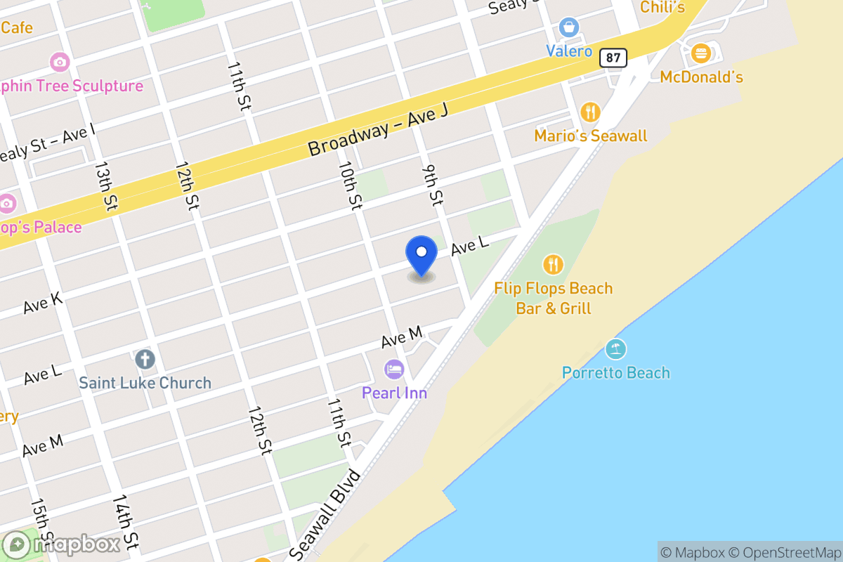 Map of 915 Ave L Galveston, Tx 77550