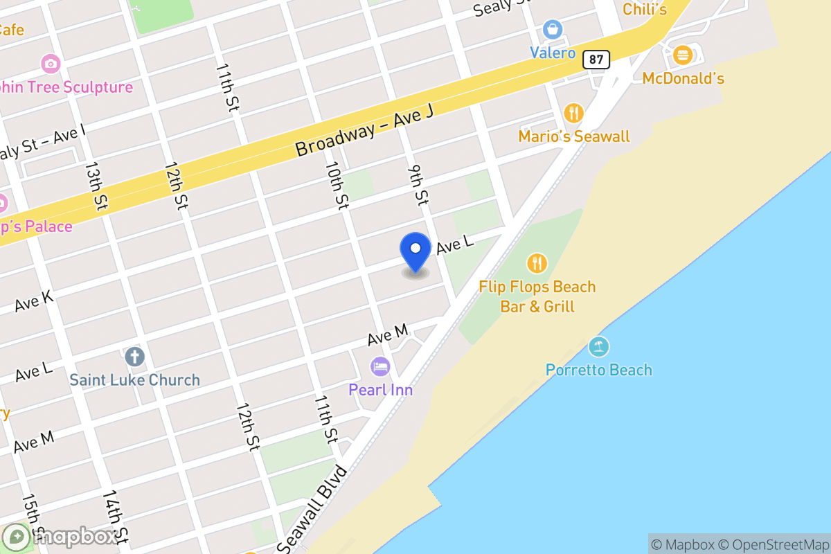 Map of 911 Ave L Galveston, Tx 77550