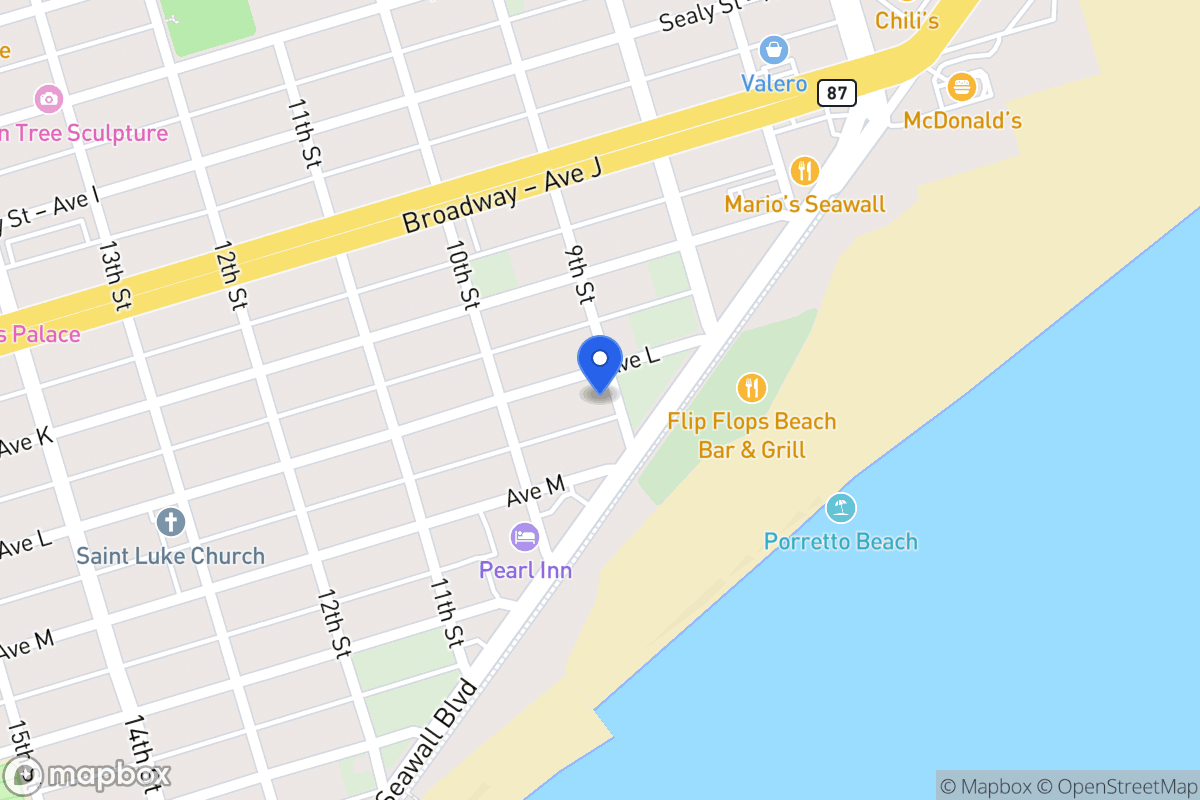 Map of 901 Ave L Galveston, Tx 77550
