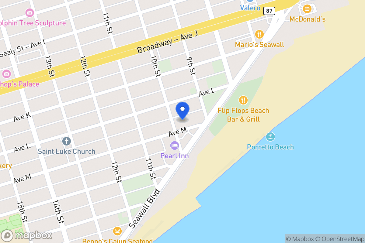 Map of 928 Ave M Galveston, Tx 77550