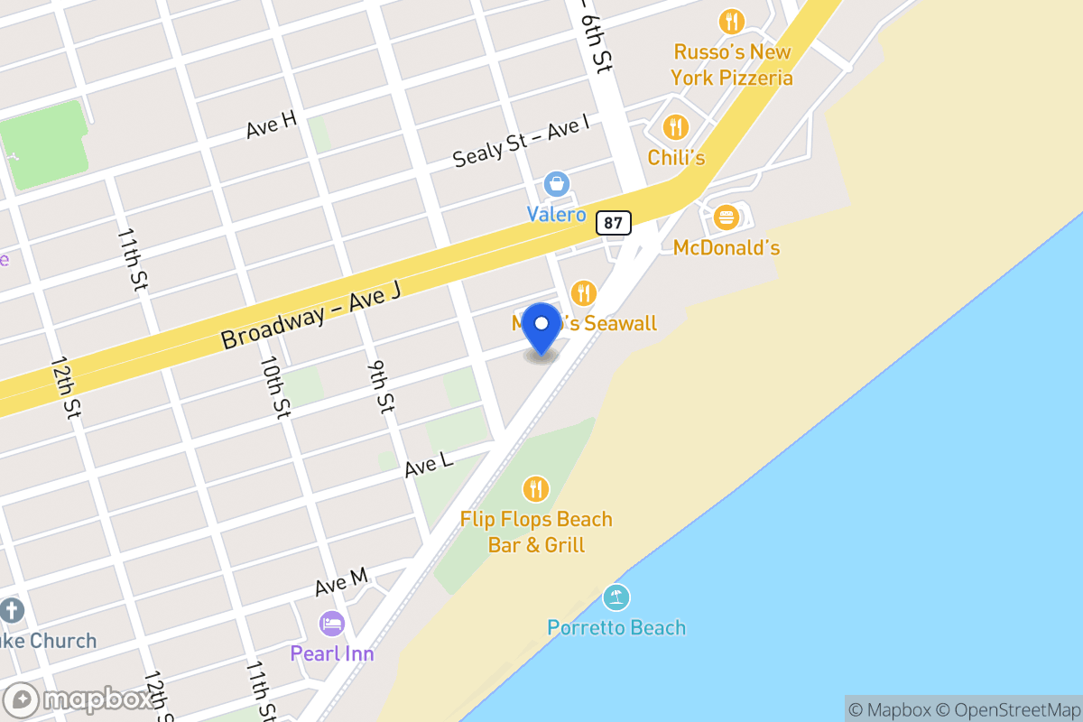 Map of 712 Seawall Blvd Galveston, Tx 77550