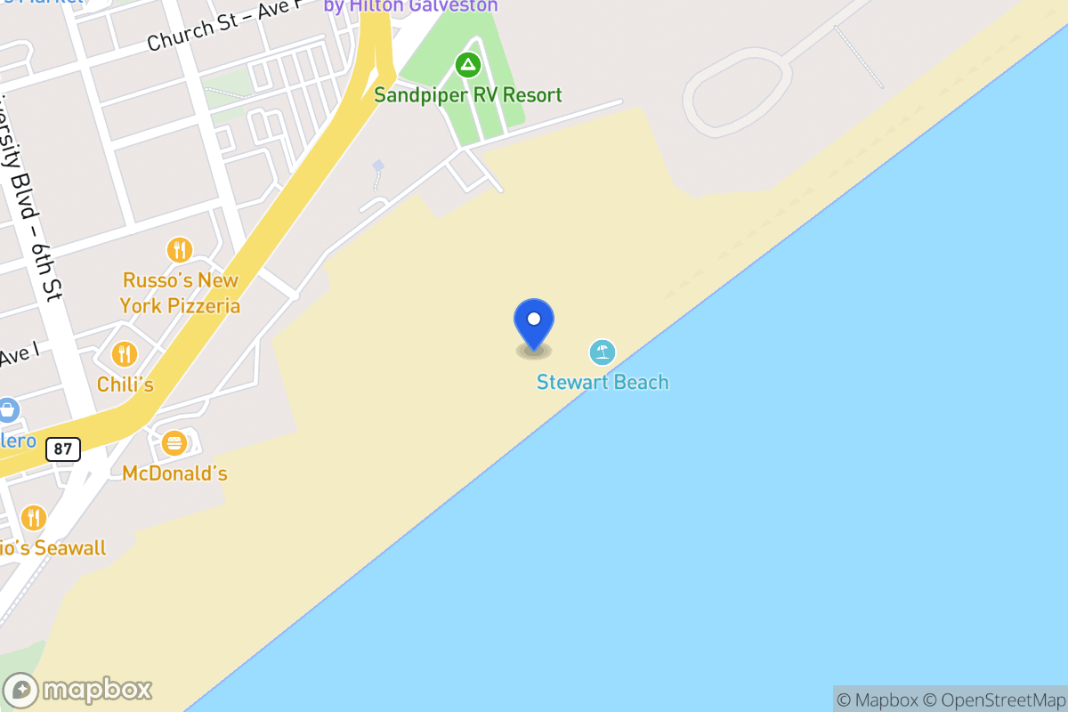 Map of 401 Seawall Blvd Galveston, Tx 77550