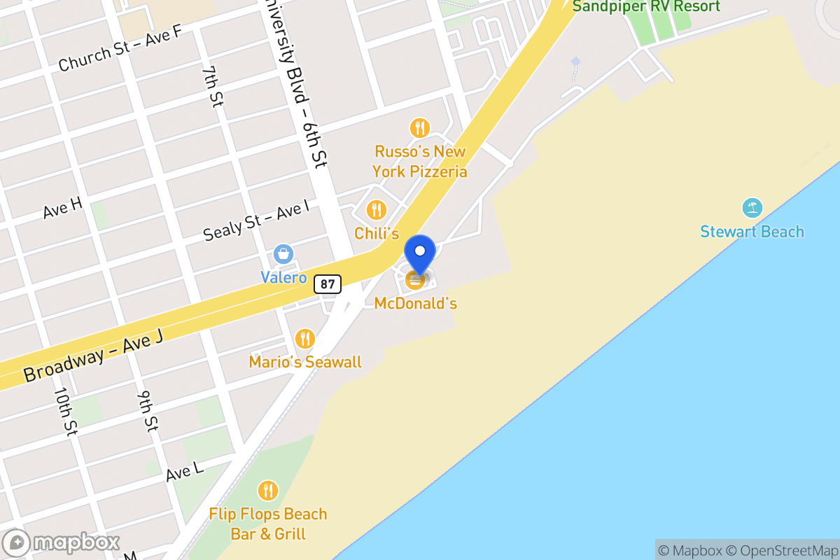 Map of 517 Seawall Blvd Galveston, Tx 77550