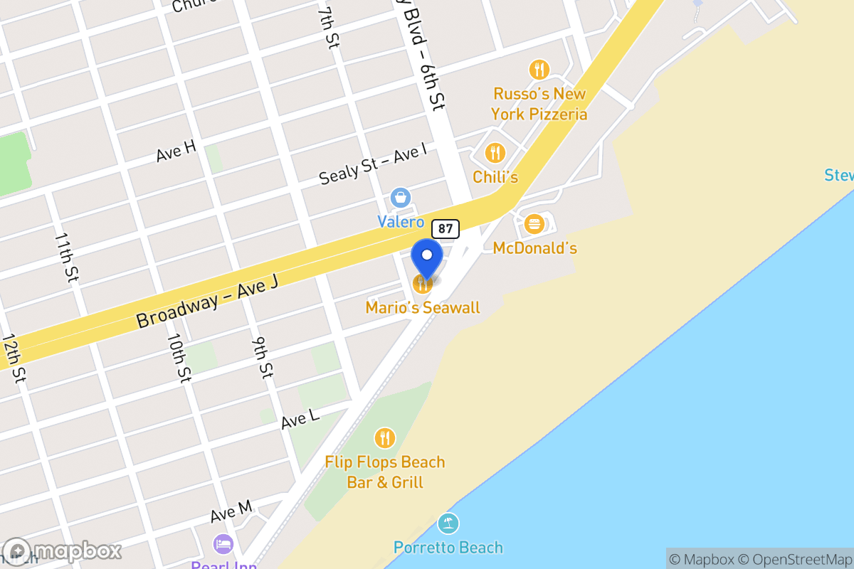Map of 628 Seawall Blvd Galveston, Tx 77550