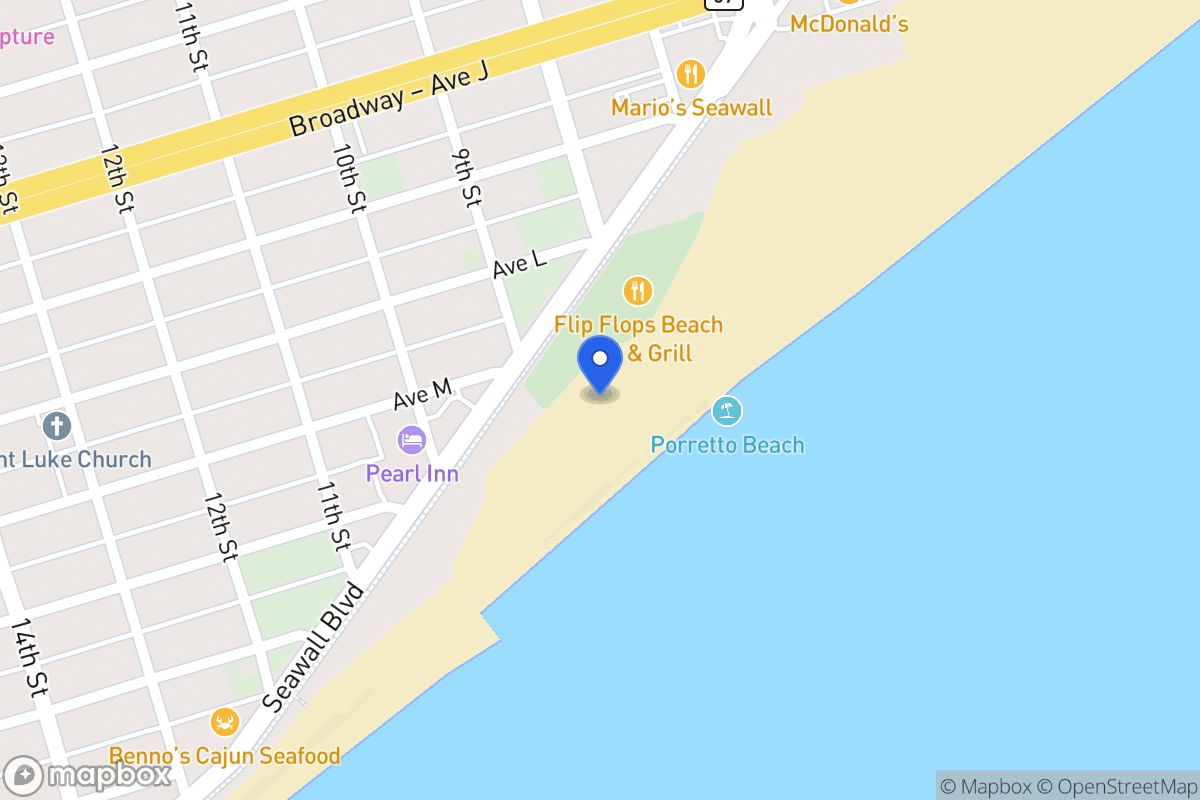 Map of 824 Ave M 1/2 Galveston, Tx 77550