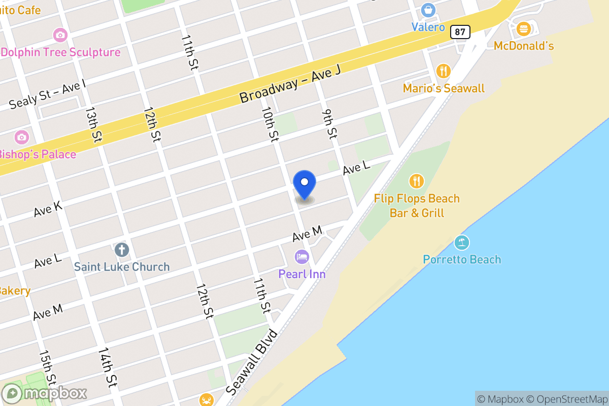 Map of 1212 10th St Galveston, Tx 77550