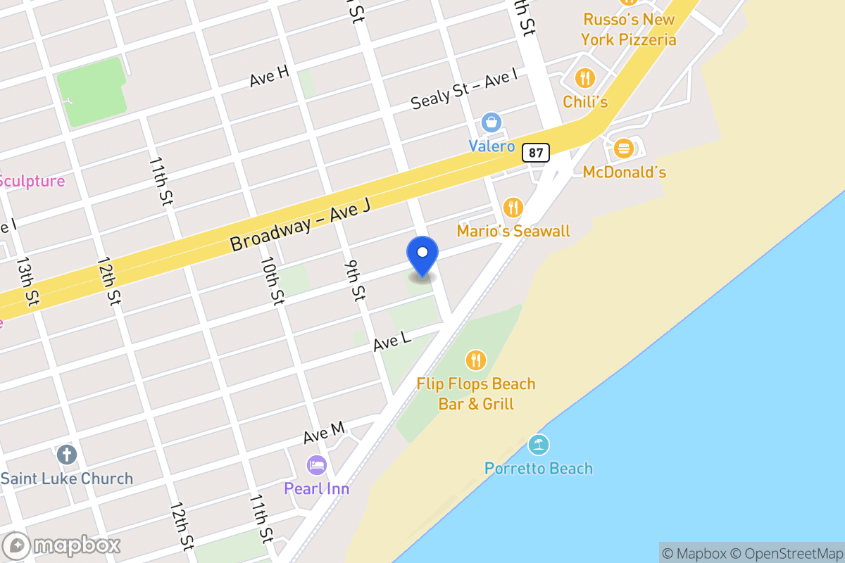 Map of 803 Ave K Galveston, Tx 77550