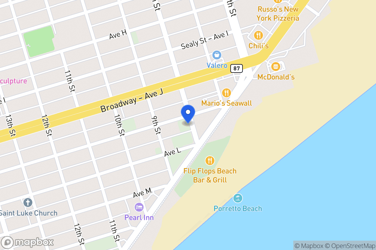 Map of 801 Ave K Galveston, Tx 77550