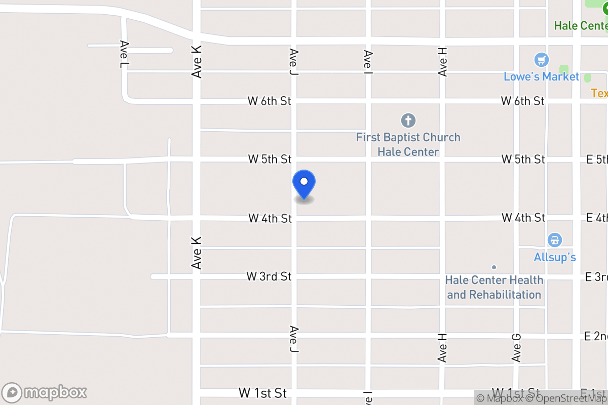 Map of 416  W 4th , Hale Center, Tx 79041, Hale Center