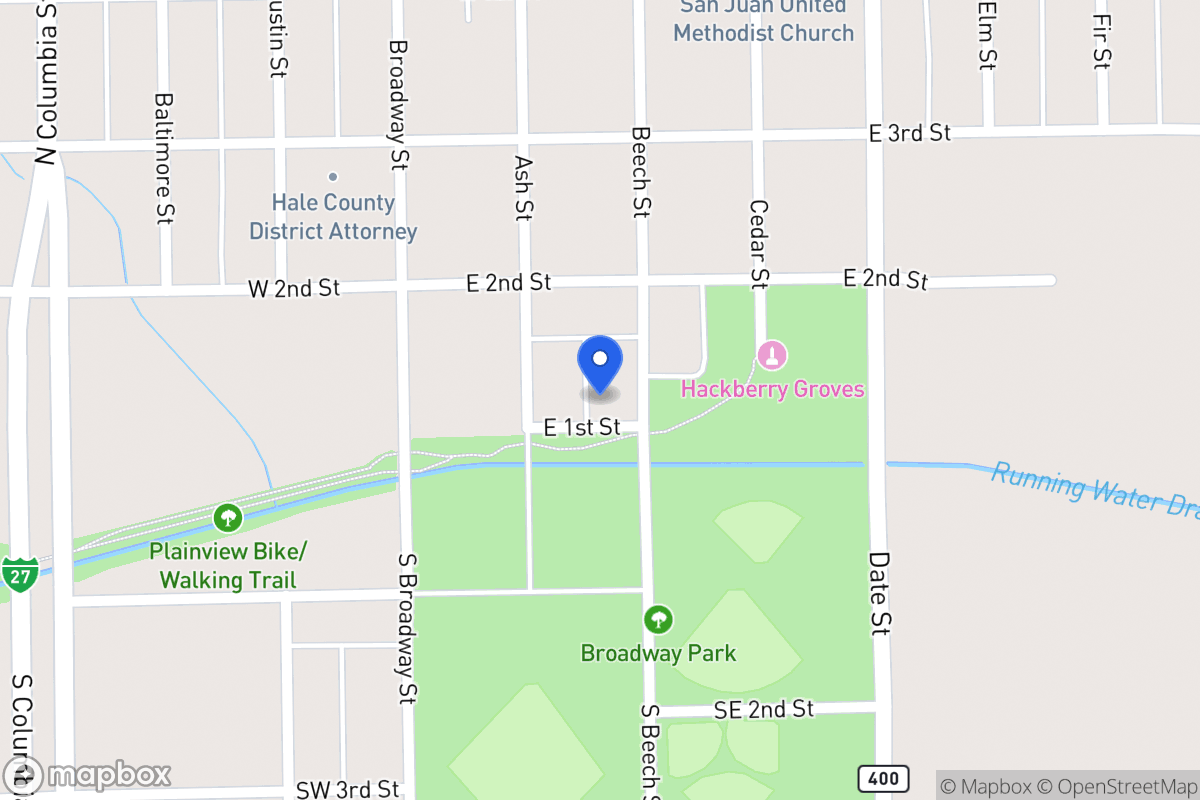 Map of 207  E 1st , Plainview, Tx 79072, Plainview