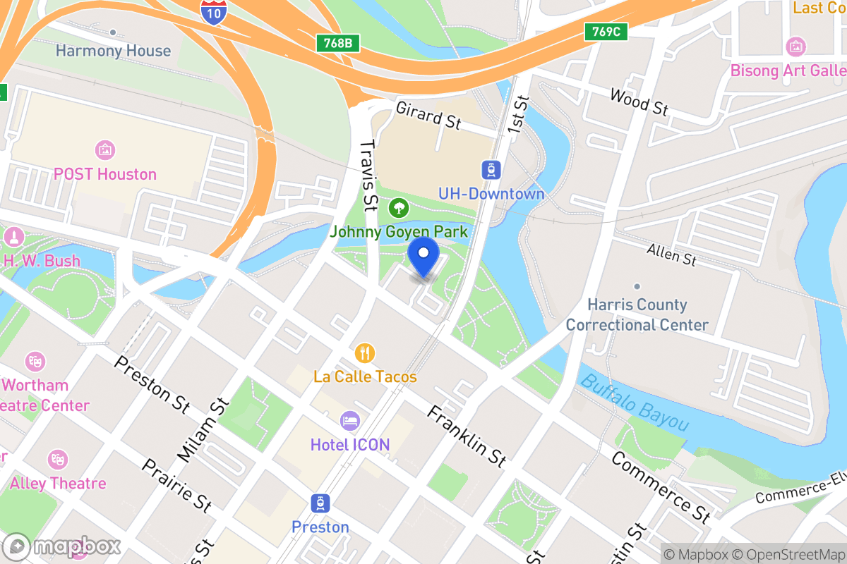 Map of 909 Commerce St, Houston