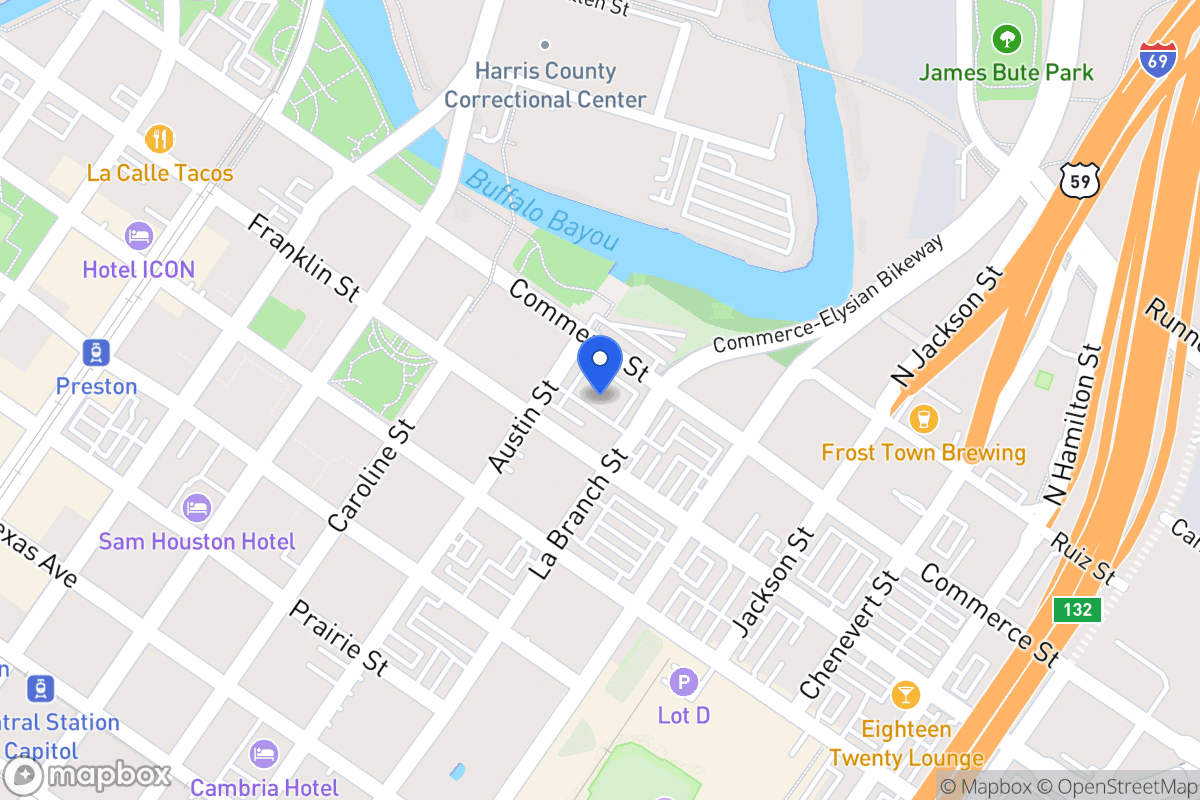 Map of 1420 Commerce St, Houston