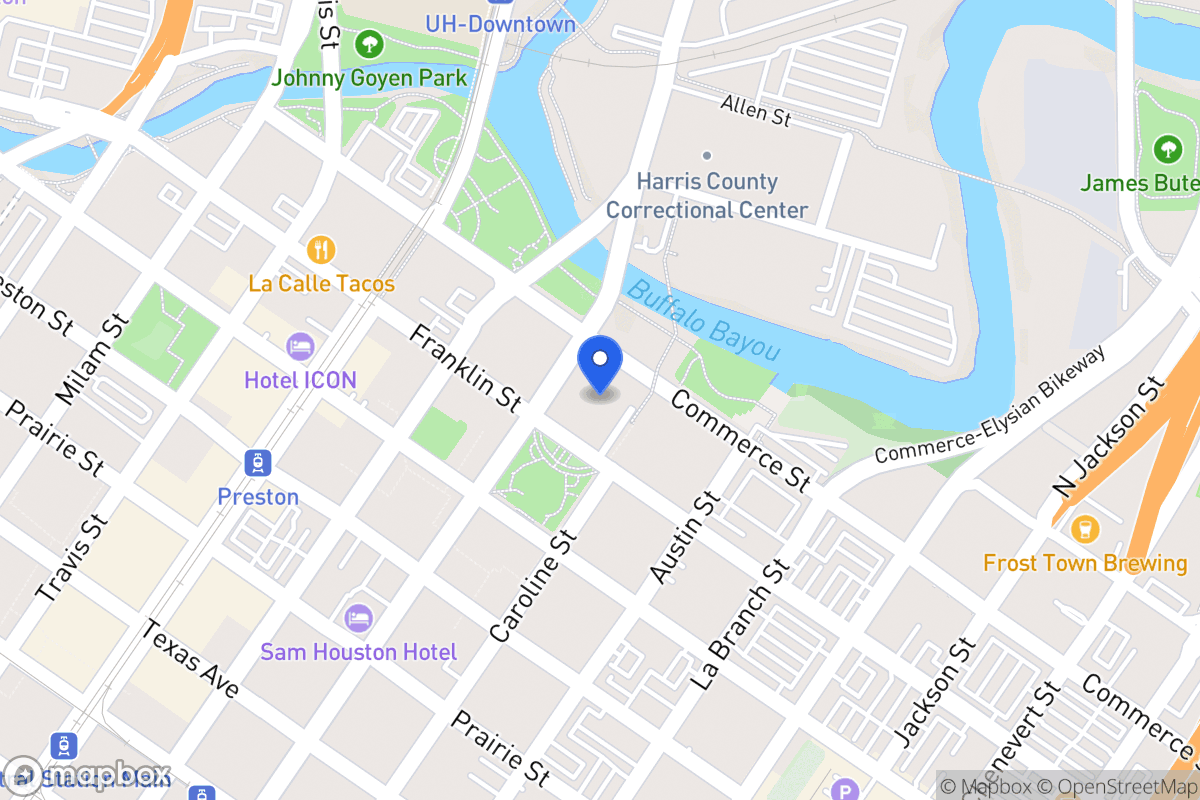Map of 1201 Franklin St, Houston