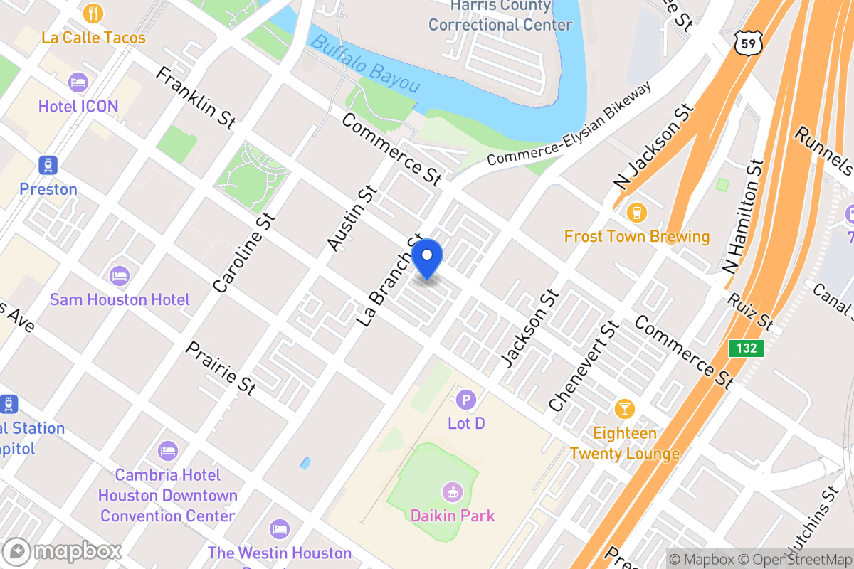 Map of 1520 Franklin St, Houston