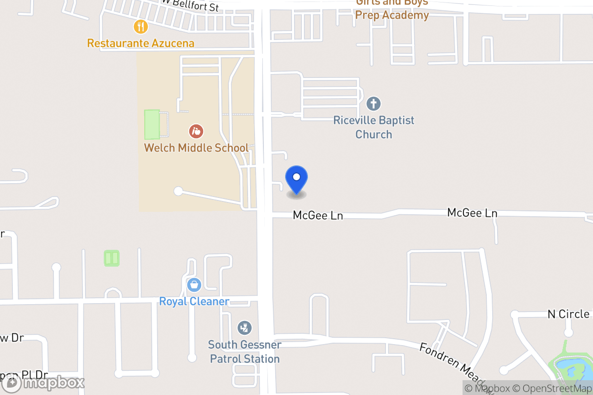 Map of S 11625 Gessner Dr, Houston