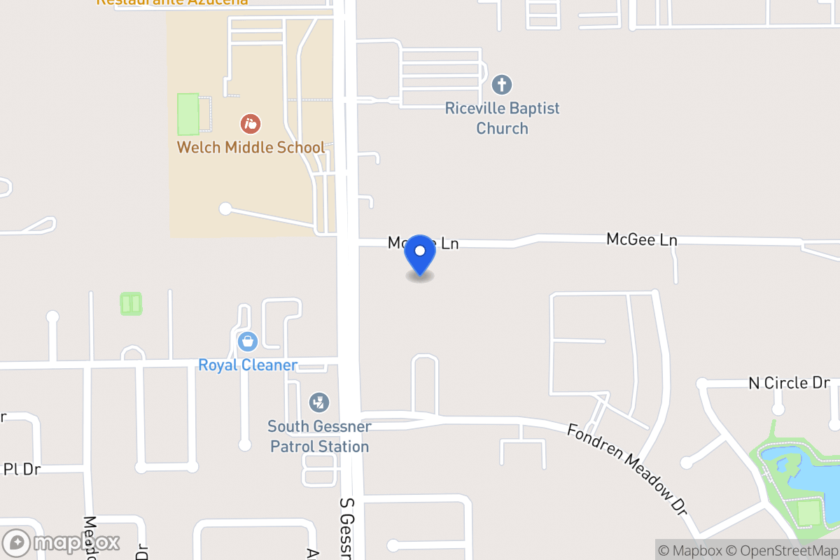 Map of S 11639 Gessner Dr, Houston