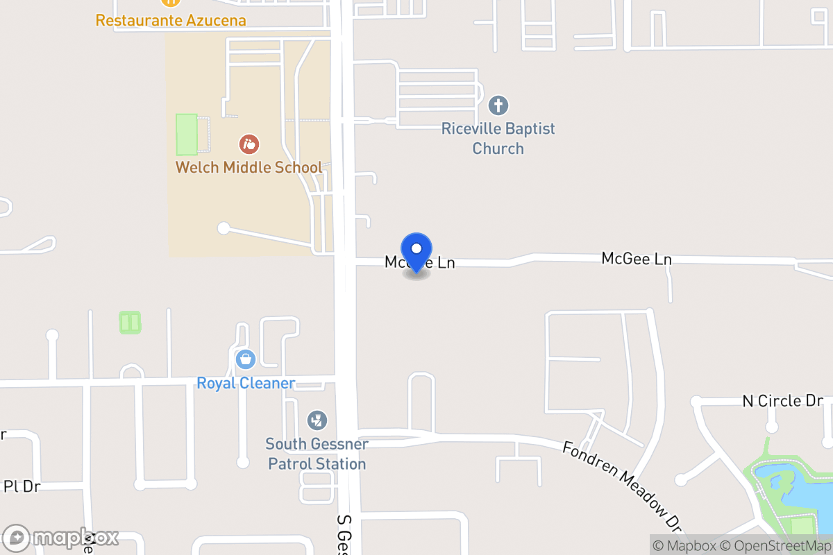 Map of S 11631 Gessner Rd, Houston