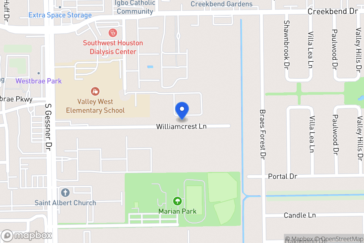 Map of 8318 Williamcrest Ln, Houston