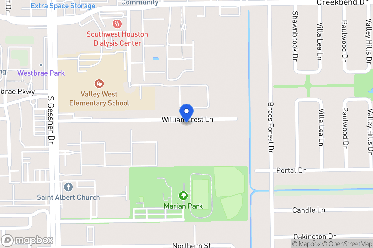 Map of 8403 Williamcrest Ln, Houston