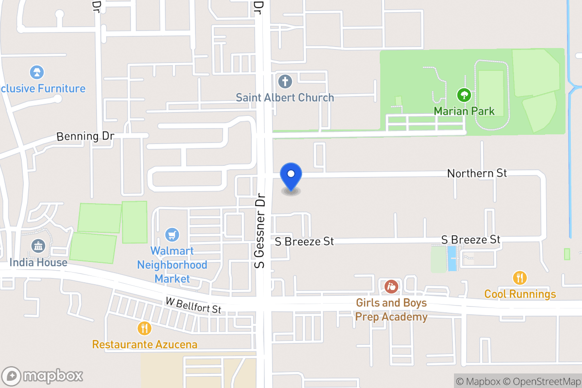 Map of S 11203 Gessner Dr, Houston
