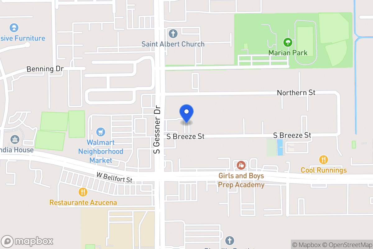 Map of S 8538 Breeze Dr, Houston