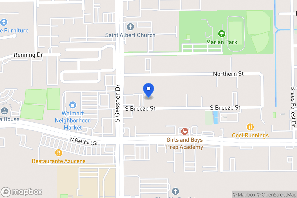 Map of S 8532 Breeze Dr, Houston