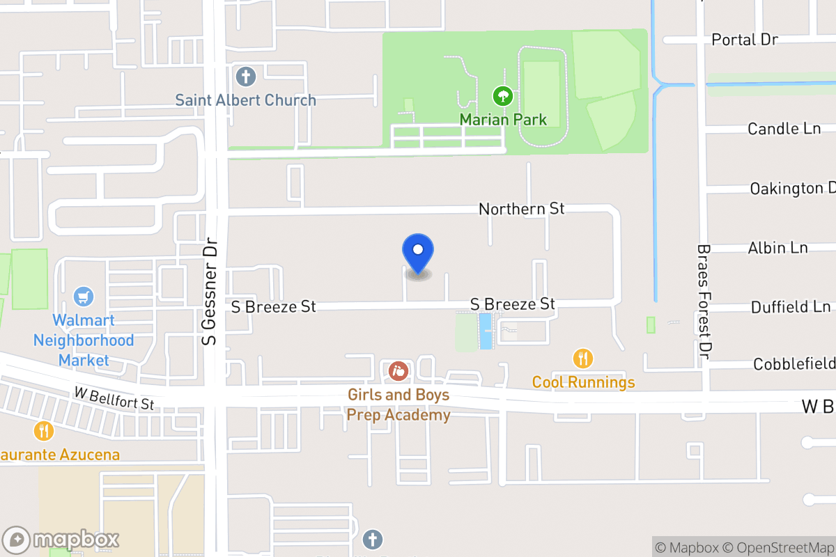 Map of S 8440 Breeze Dr, Houston